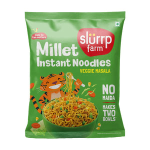 Slurrp Farm Instant Millet Noodles Veggie Masala 62g, front of pack