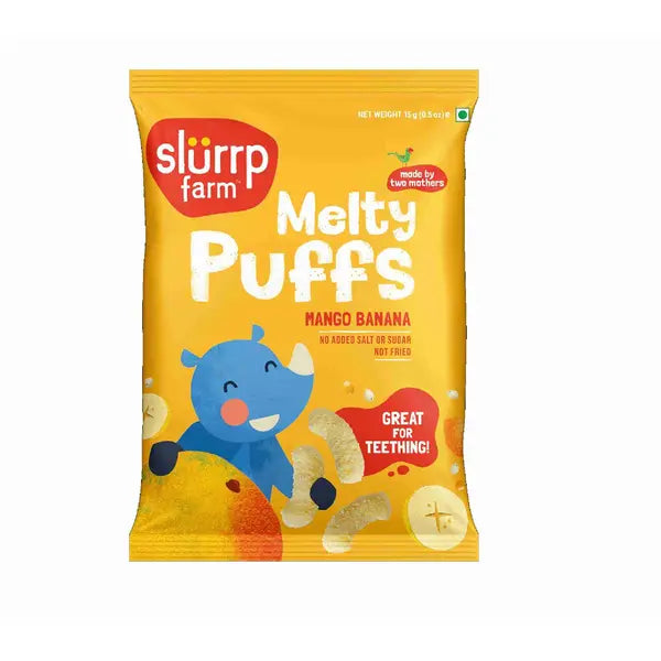 Slurrp Farm mango banana melty puffs snack pack, 15g