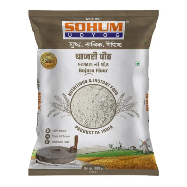Sohum Bajara millet flour white retail pouch, 500g