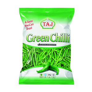 Taj frozen whole green chillies in 300g retail pack