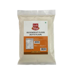 Telugu Foods Buckwheat Flour (Kuttu Flour) 500g pack on a white background