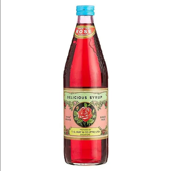T.G. Kiat Rose Syrup 750ml Singapore cordial bottle
