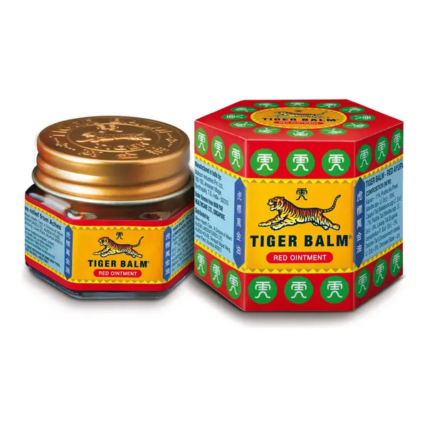 Tiger Balm red ointment pain relief balm 9ml box and jar