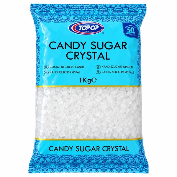 Topop Candy Sugar Crystal 1kg packet on a white background
