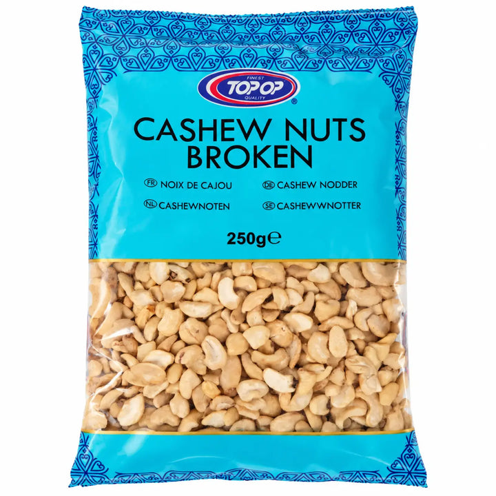 Topop Cashew Nuts Broken 250g in a blue packet