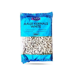 Topop Maize Kernel White - 500g retail pack on a white background