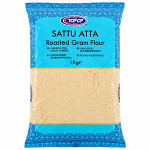 Topop Sattu Atta Roasted Gram Flour 1kg bag, front of pack
