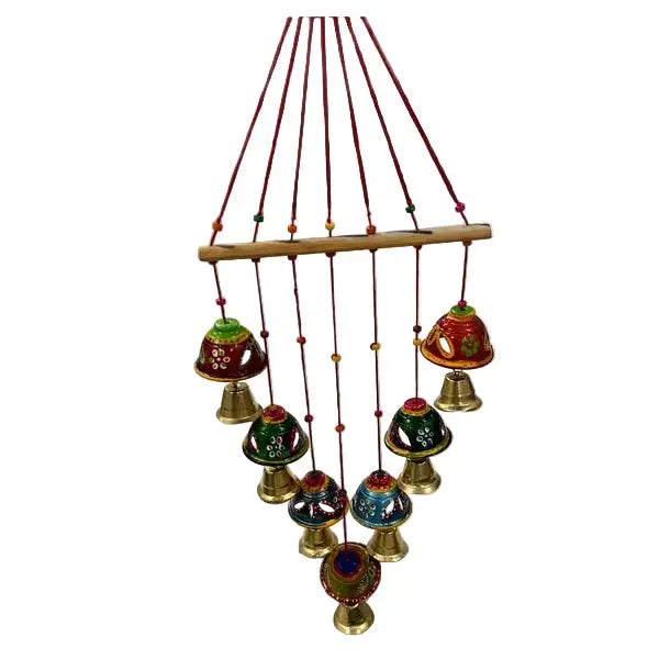 Traditional Multicolour Metal Wind Chime with painted bells