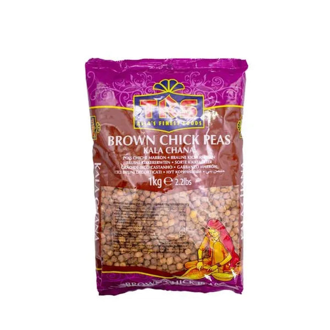 TRS Brown Chick Peas (Kala Chana) - 1kg retail pack on a white background