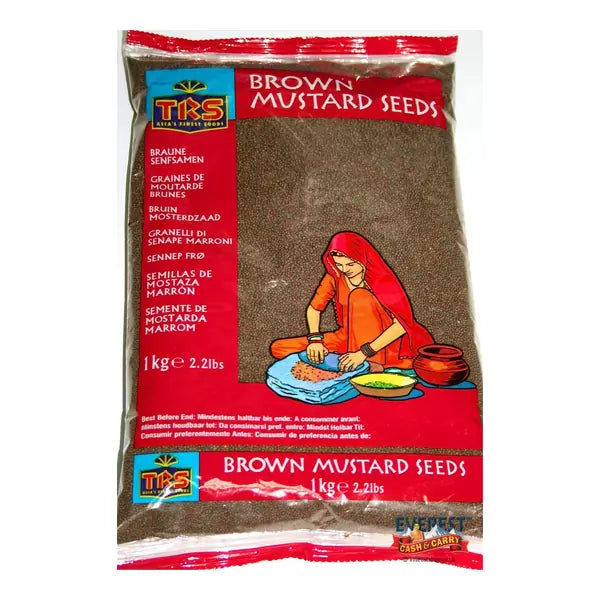 TRS brown mustard seeds 1kg whole spice retail pack