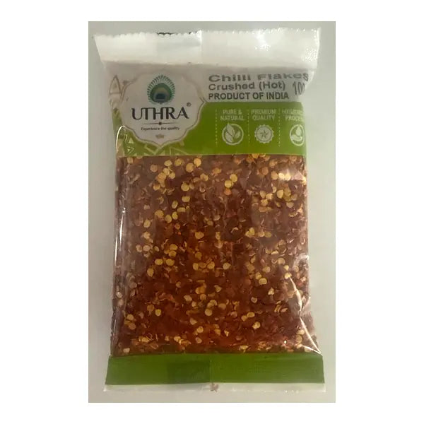 Uthra crushed chilli flakes 100g hot spice retail pack