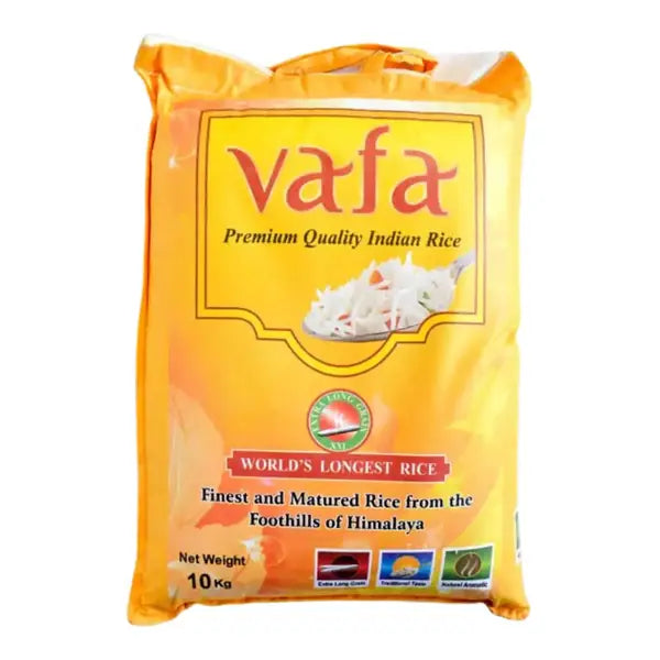 Vafa premium basmati rice 10kg long grain retail sack