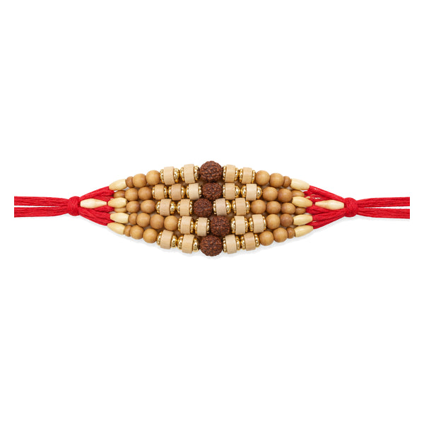 Vansh Raksha Fragrant 2 Rakhi with natural beads on white background