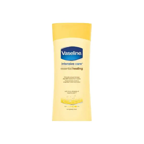 Vaseline Intensive Care Essential Healing Lotion 200ml bottle on white background