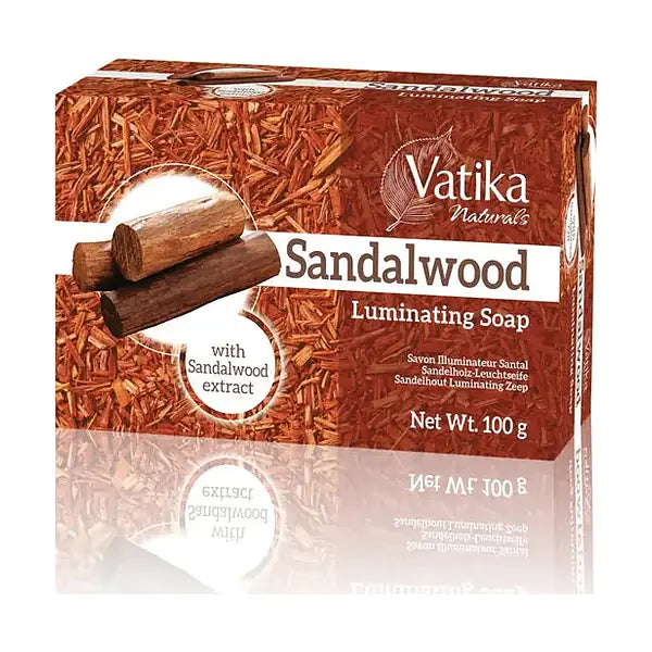 Vatika Naturals Sandalwood Luminating Soap 100g carton on white background