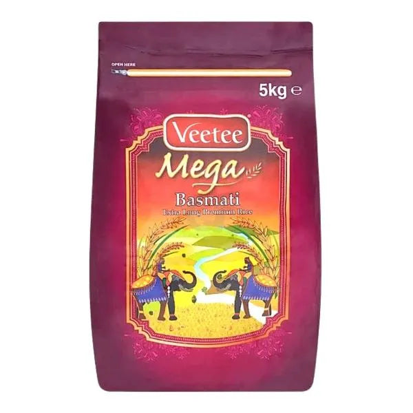 Veetee Mega Basmati Rice Extra Long 5kg | Buy Online UK – Grocerywala ...