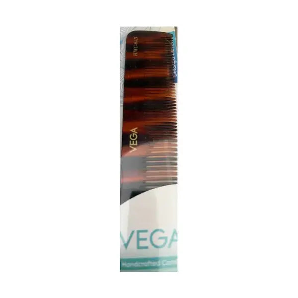 Vega Handcrafted Dual Tooth Comb 04D in retail packaging on white background