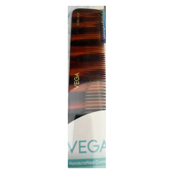 Vega handcrafted dual tooth comb 04D in retail packaging