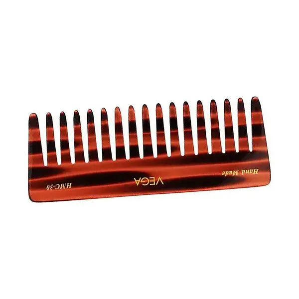 Vega Handcrafted Wide Teeth Comb 30 straight horizontal view on white background