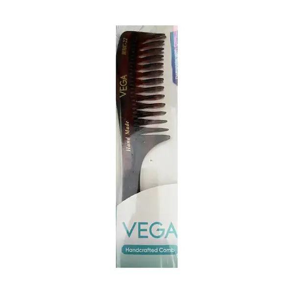 Vega Handcrafted Wide Tooth Comb 22 in retail packaging on white background