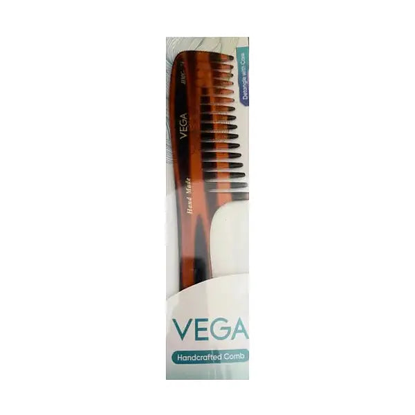Vega Handcrafted Wide Tooth Comb 74 in retail packaging on white background