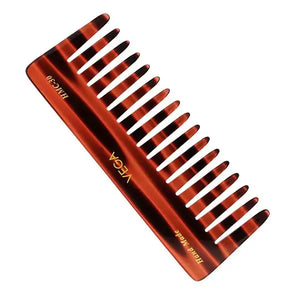 Vega HMC-30 handcrafted wide-tooth comb in brown finish