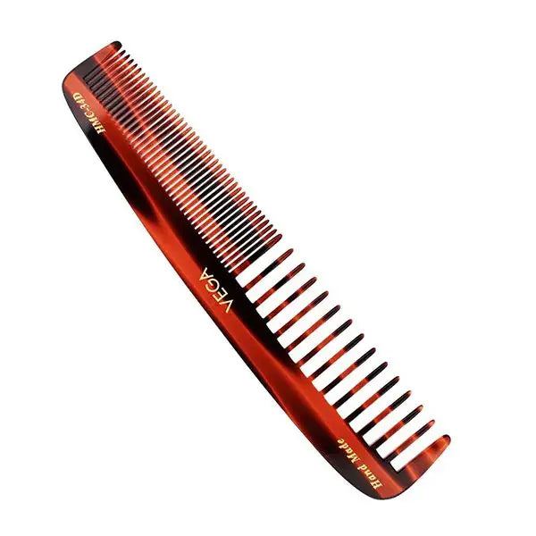 Vega HMC-34D handcrafted dual-teeth comb in brown finish