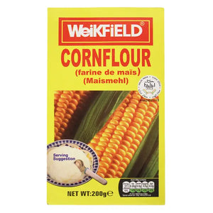 Weikfield cornflour 200g retail carton on white background