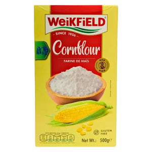 Weikfield cornflour 500g retail carton on white background